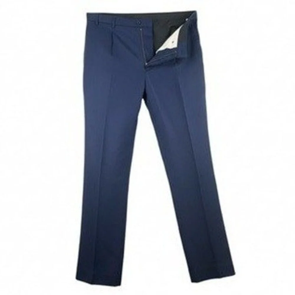 Paul Fredrick Mens 50‎ Dress Pants Blue Wool Pleated Solid Trousers Unhemmed NWT